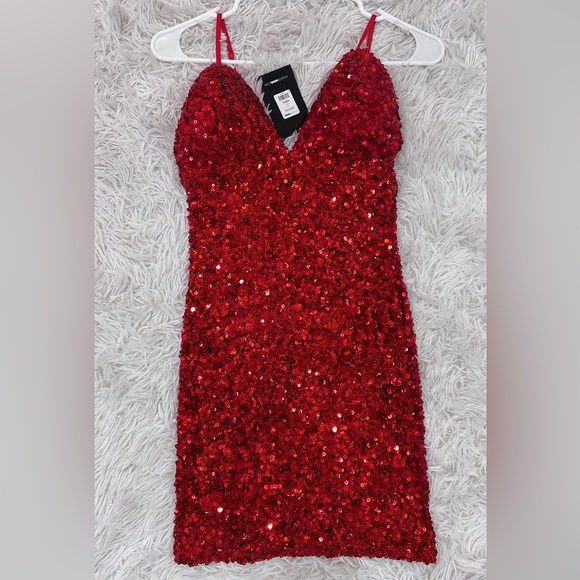 NWT SOLD OUT Red Sequin “Call Me Princess” Sequin Mini Dress Fashion Nova Small - Picture 12 of 15